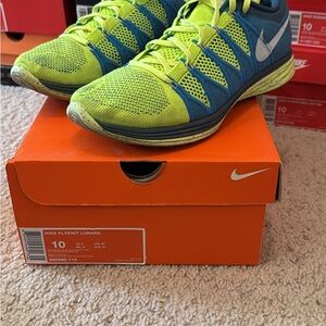 Nike Flyknit Lunar2 in Blue and Neon Green